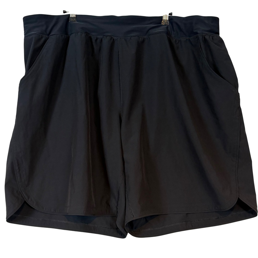 Lands End Womens Black Active Shorts Plus Size 26W Stretch Pockets Gorpcore